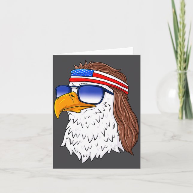 American Bald Eagle Mullet 4th Of July Funny Usa  Kort (Framsida)