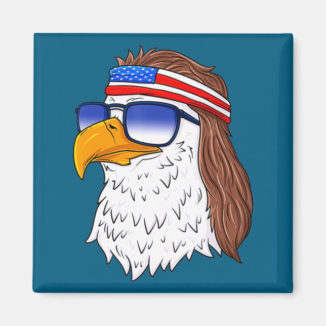 American Bald Eagle Mullet 4th Of July Funny Usa  Magnet (Framsidan)