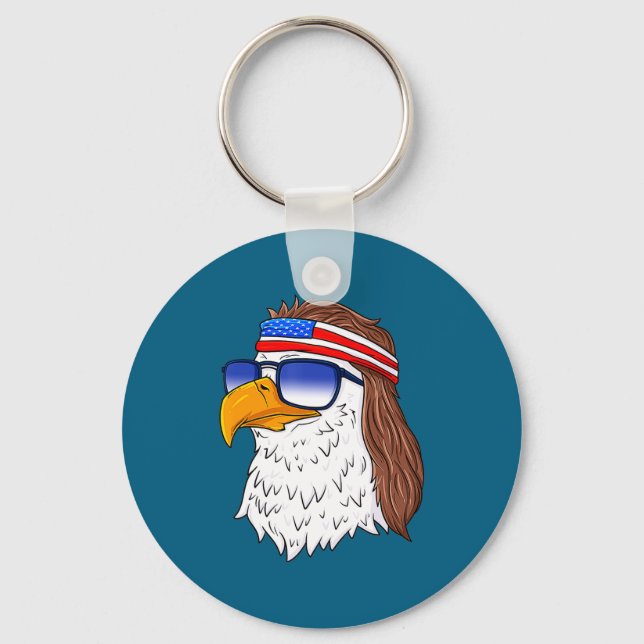 American Bald Eagle Mullet 4th Of July Funny Usa  Nyckelring (Framsida)