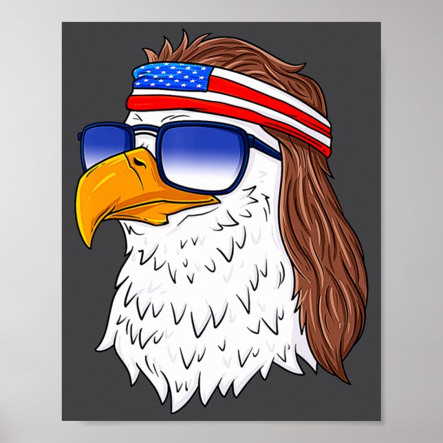 American Bald Eagle Mullet 4th Of July Funny Usa  Poster (Framsidan)