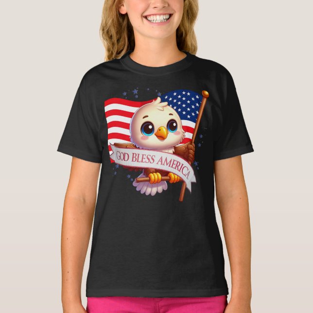 American Bald Eagle Stars & Stripes flag 🦅🇺🇸 T Shirt (Framsida)