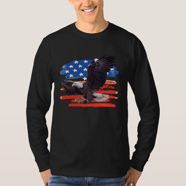 American Bald Eagle USA Flag  4th of July Eagle Fl T Shirt (Framsida)