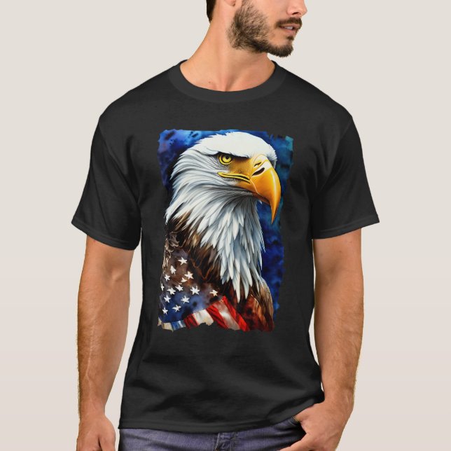 American Bald Eagle USA Flag Freedom Men Women Pat T Shirt (Framsida)