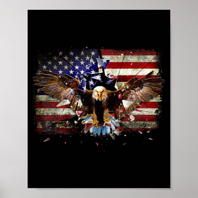 American Bald Eagle Usa Flag Patriotic Eagle 4th O Poster (Framsidan)