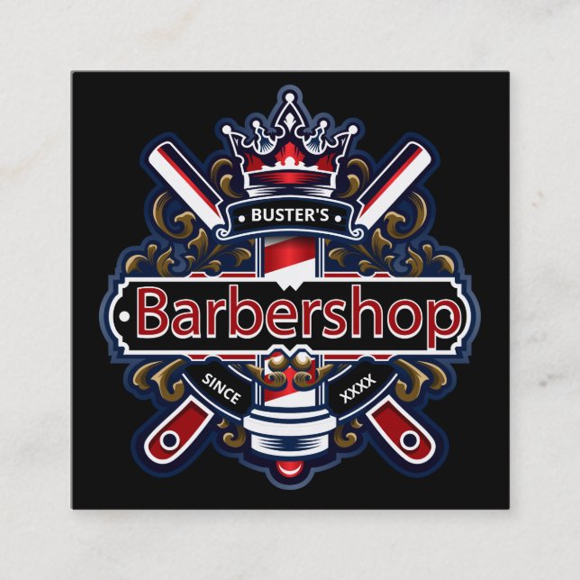 American Barber Pole Personalize Fyrkantigt Visitkort (Framsida)