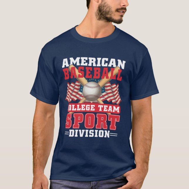 American Baseball College Team Sport Division T Shirt (Framsida)