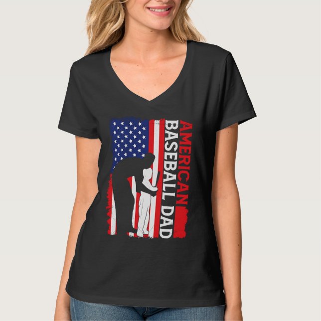 American Baseball Dad Father's Day Baseball For Me T Shirt (Framsida)