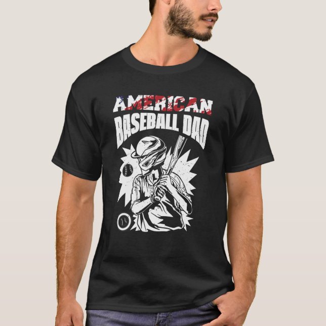 American Baseball Dad Father's Day Baseball For Me T Shirt (Framsida)