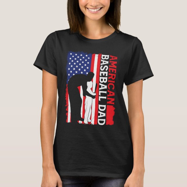 American Baseball Dad Father's Day Baseball For Me T Shirt (Framsida)