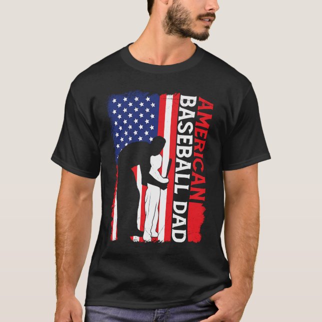 American Baseball Dad Father's Day Baseball For Me T Shirt (Framsida)