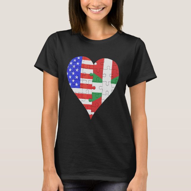 American Basque Flagga Heart T Shirt (Framsida)