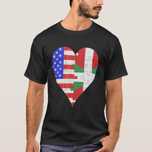 American Basque Flagga Heart T Shirt (Framsida)