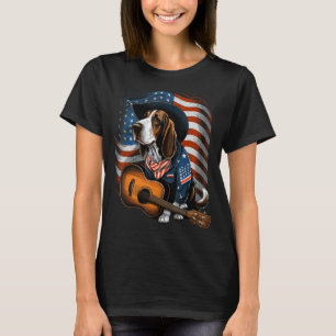 American Basset Hound Guitar USA County Music T Shirt