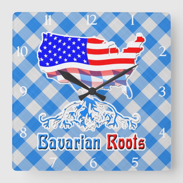 American Bavarian Roots Square Clock Fyrkantig Klocka (Framsida)