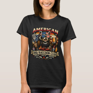 American BBQ Raccoon Club - Rolig patriotisk grill T Shirt