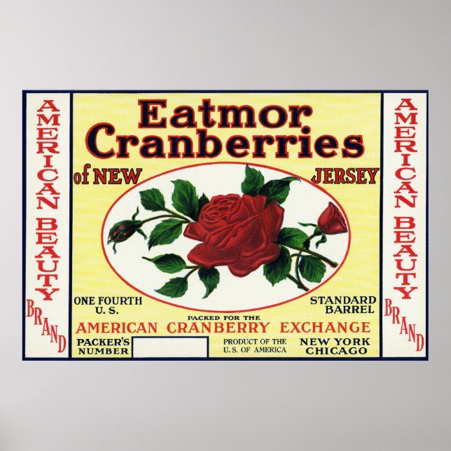 American Beauty Eatmor Cranbär Brand Label Poster (Framsidan)