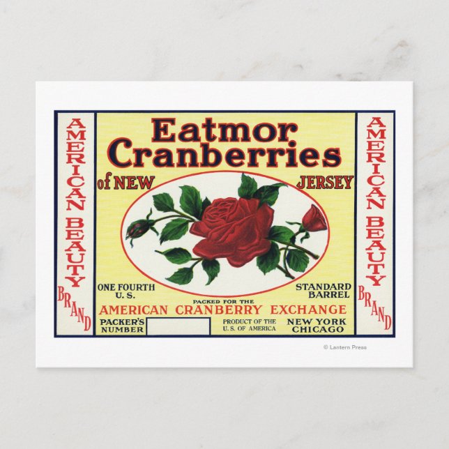 American Beauty Eatmor Cranbär Brand Label Vykort (Framsida)