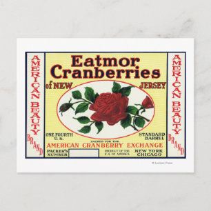 American Beauty Eatmor Cranbär Brand Label Vykort
