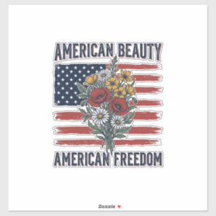 American Beauty Freedom Blommig Flagga Klistermärken