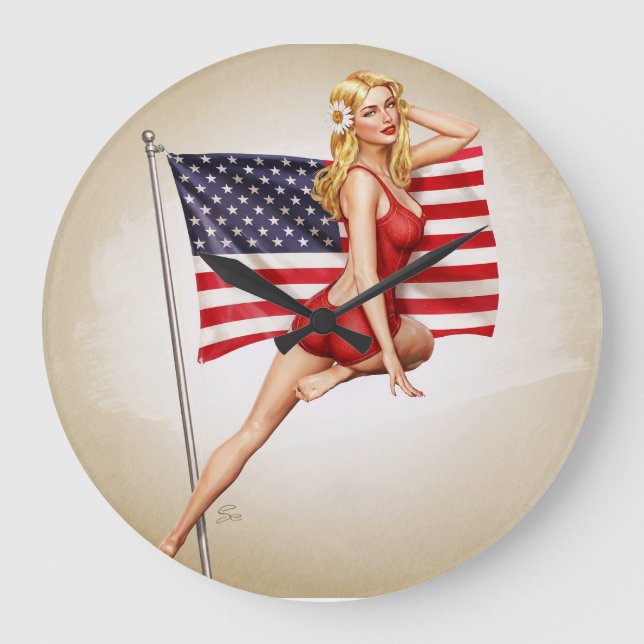 American Beauty - Retro Pinup Klocka (Framsida)
