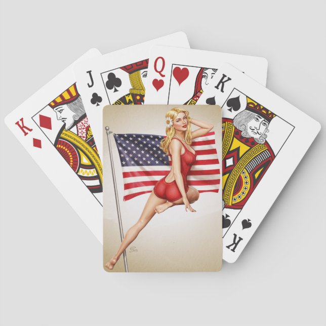 American Beauty - Retro Pinup Playing Cards Casinokort (Baksidan)