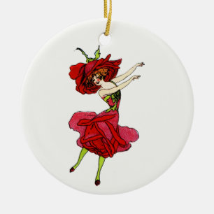 American Beauty Ro, Whimsical Flowers Bok Art Julgransprydnad Keramik