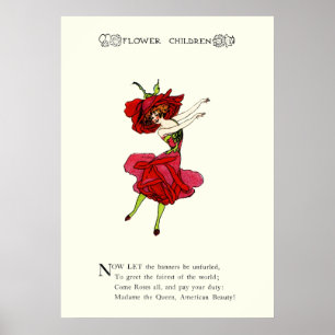 American Beauty Ro, Whimsical Flowers Bok Art Poster