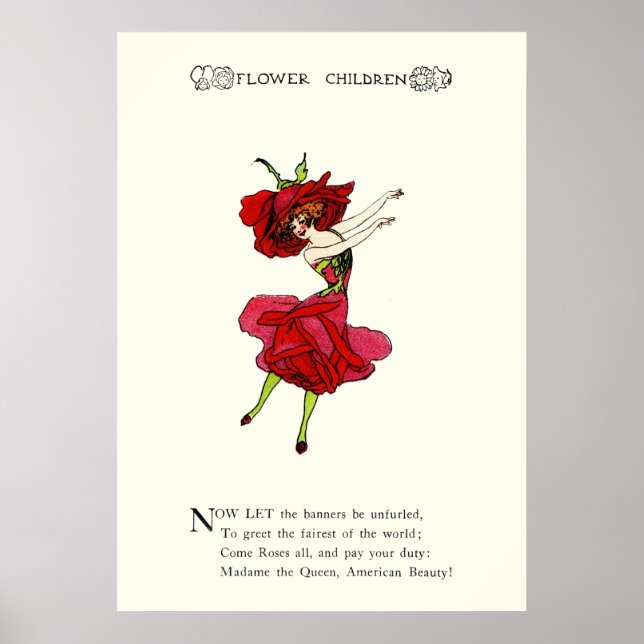 American Beauty Ro, Whimsical Flowers Bok Art Poster (Framsidan)