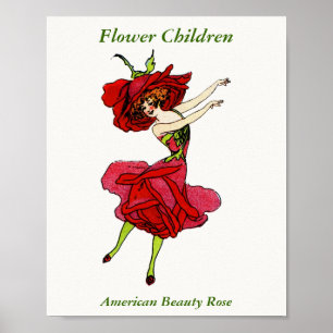 American Beauty Ro, Whimsical Flowers Bok Art Poster