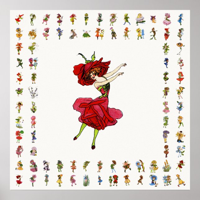 American Beauty Ro, Whimsical Flowers Bok Art Poster (Framsidan)
