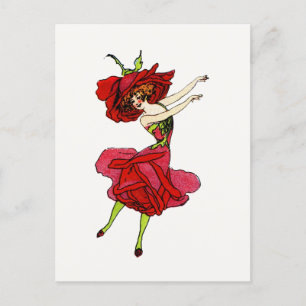 American Beauty Ro, Whimsical Flowers Bok Art Vykort