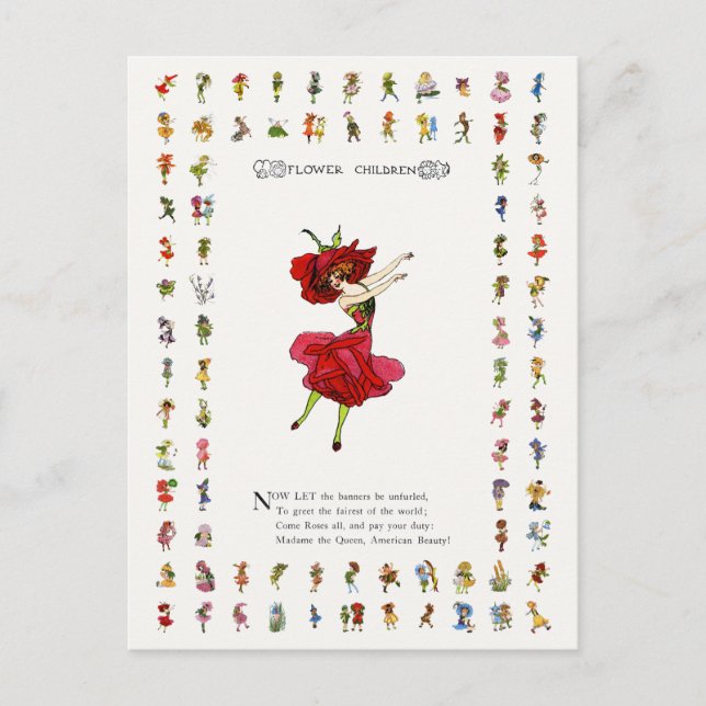 American Beauty Ro, Whimsical Flowers Bok Art Vykort (Framsida)