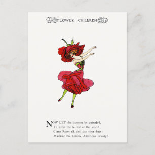 American Beauty Ro, Whimsical Flowers Bok Art Vykort
