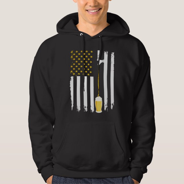 American Beer Flag International Beer Day Hoodie (Framsida)