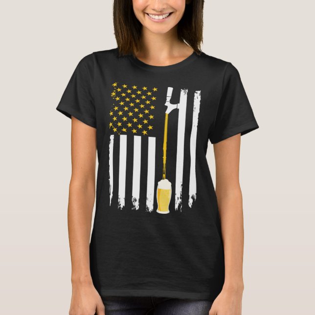 American Beer Flag International Beer Day T Shirt (Framsida)