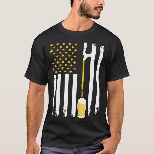 American Beer Flag International Beer Day T Shirt (Framsida)