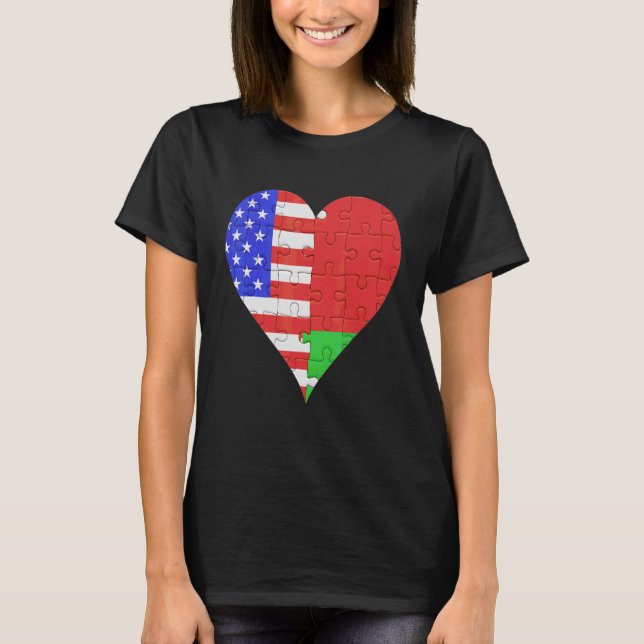 American Belarus Flagga Heart T Shirt (Framsida)