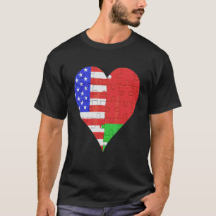 American Belarus Flagga Heart T Shirt