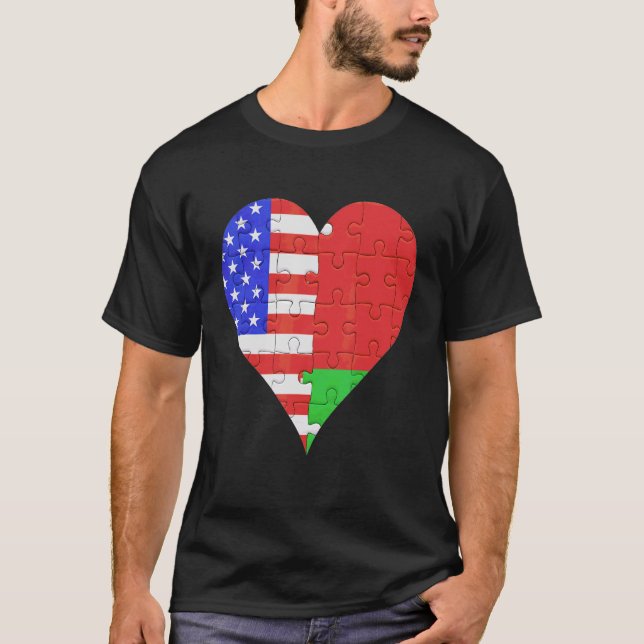 American Belarus Flagga Heart T Shirt (Framsida)