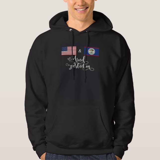 American + Belizean Mixed To Perfection Flag Hoodie (Framsida)
