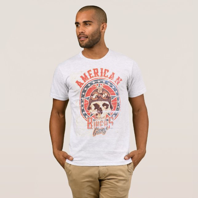 American Biker Gang Retro Skull Tee (Hel framsida)