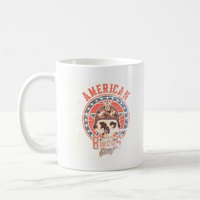 American Biker Gang Retro Skull Tee Kaffemugg (Vänster)