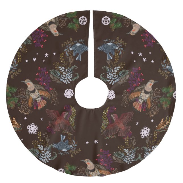 American Bird Woodland jul Brushed Polyester Julgransmatta Borstad Polyester (Framsidan)