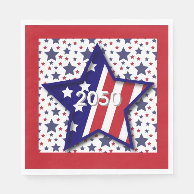 American Birthday 2026 Star Paper Napkin Pappersservett (Framsidan)