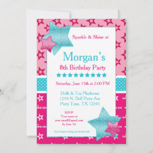 American Birthday Girl Digital eller Printable Inb Inbjudningar