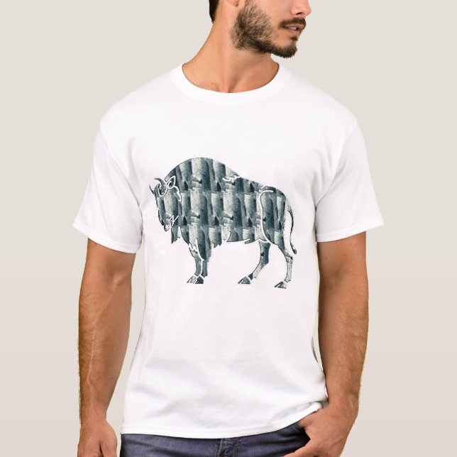 American bison buffalo design vilda djur färgstark t shirt (Framsida)