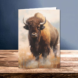 American Bison Buffalo i Vilden Porträtt Kort