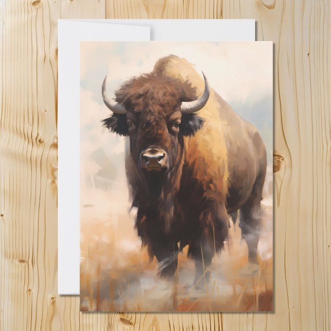 American Bison Buffalo Porträtt Julkort (Skapare uppladdad)
