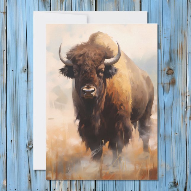 American Bison Buffalo Porträtt Julkort (Skapare uppladdad)