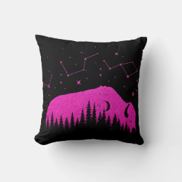 American Bison Fuchsia Rosa Stars Galaxy Måne Kudde